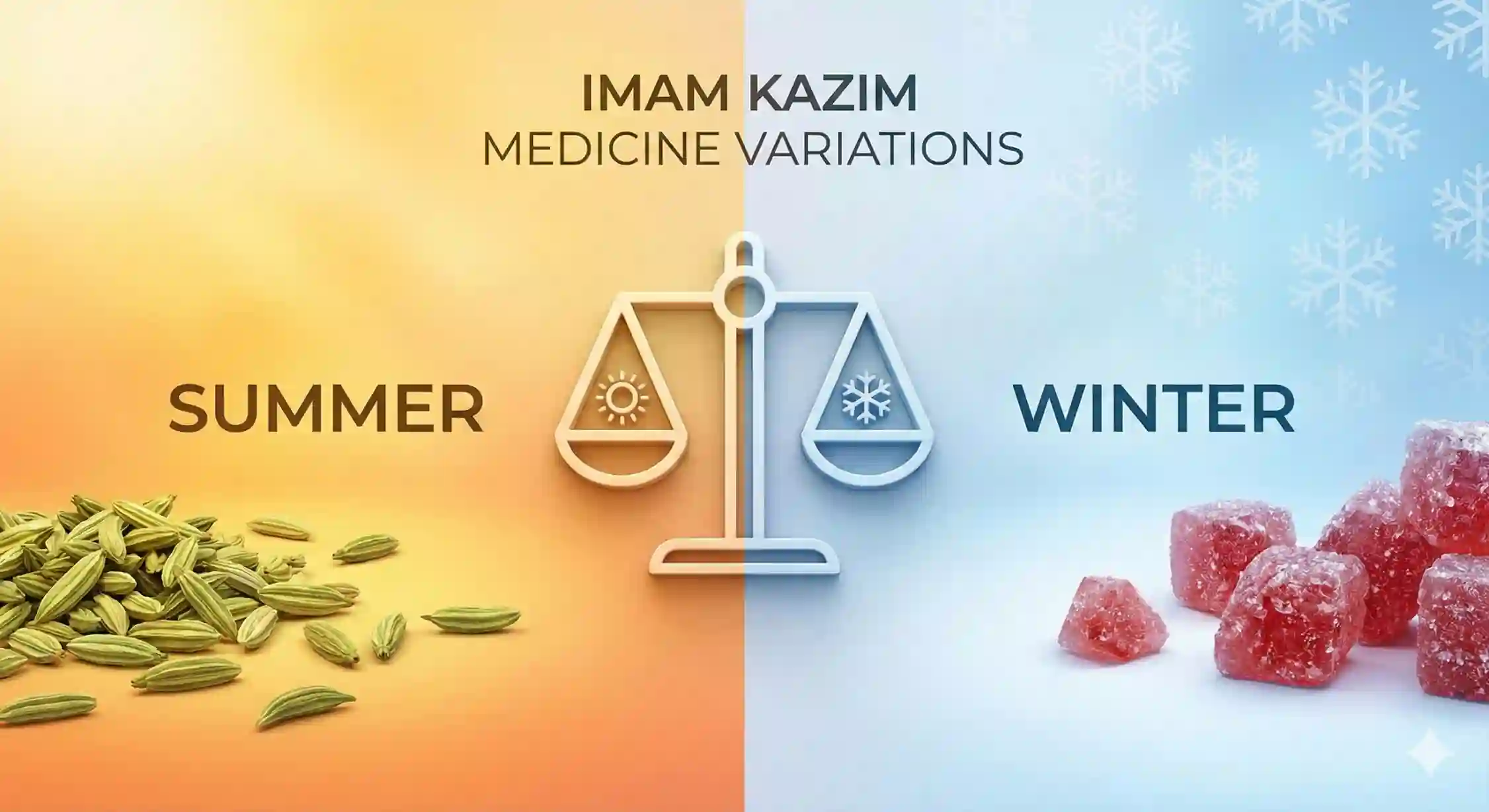 تفاوت ترکیبات داروی امام کاظم زمستانه (شکر سرخ) و تابستانه (رازیانه).