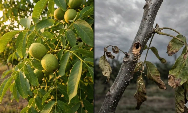 "۵ آفت کشنده درخت گردو؛ تشخیص سریع و درمان فوری"